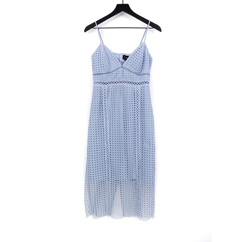 BARDOT Circle Lace Midi Dress Light Blue 8/M